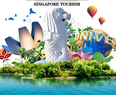 探索獅城，感受多元魅力——新加坡旅游海報(bào)模板